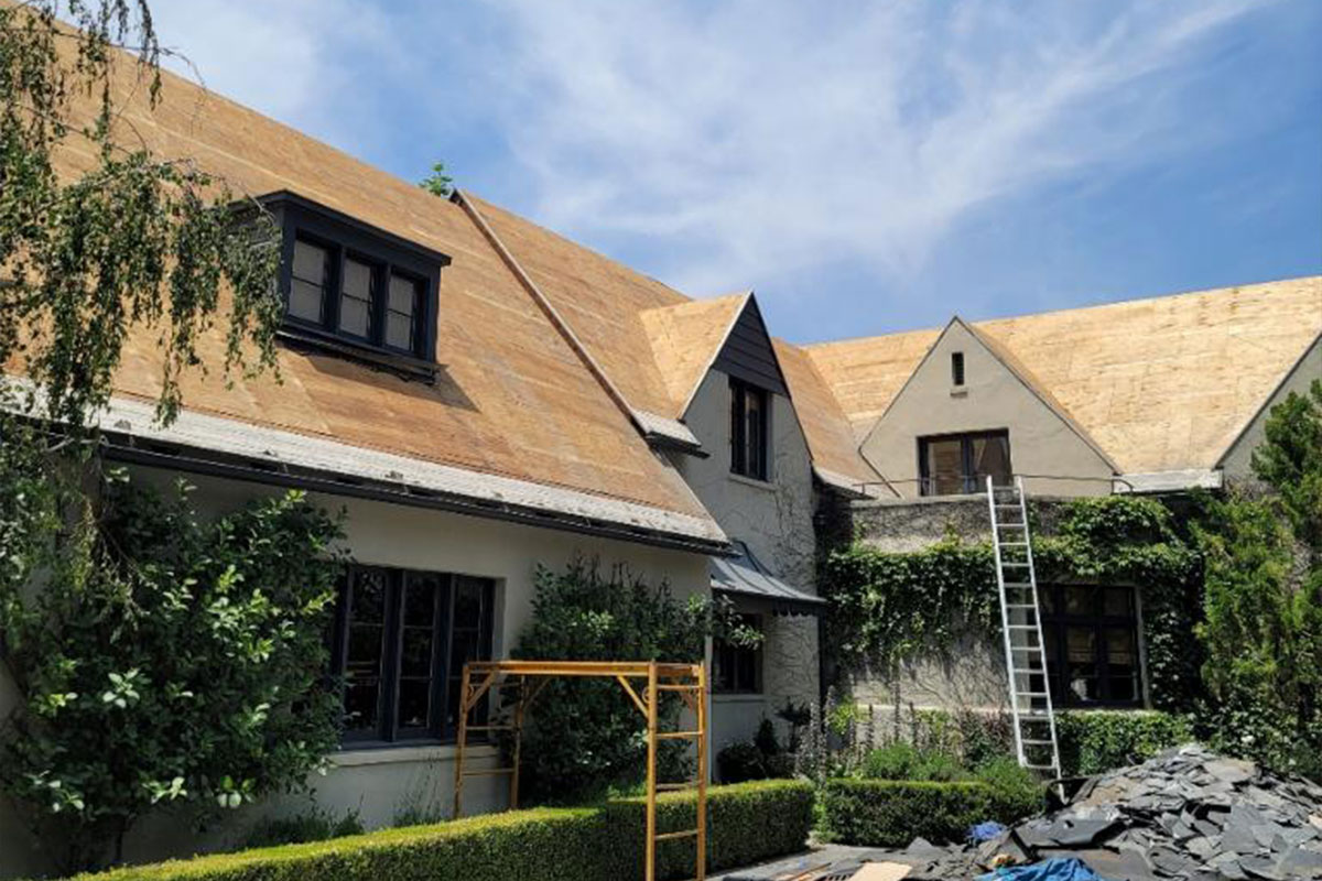 roof getting fixed with Los Angeles Roofing